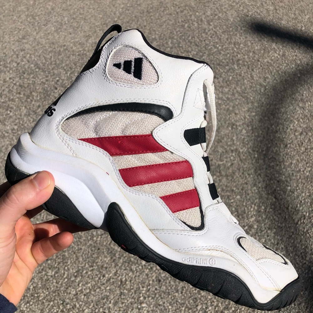 Adidas White and Red High-Top Shoes Retro